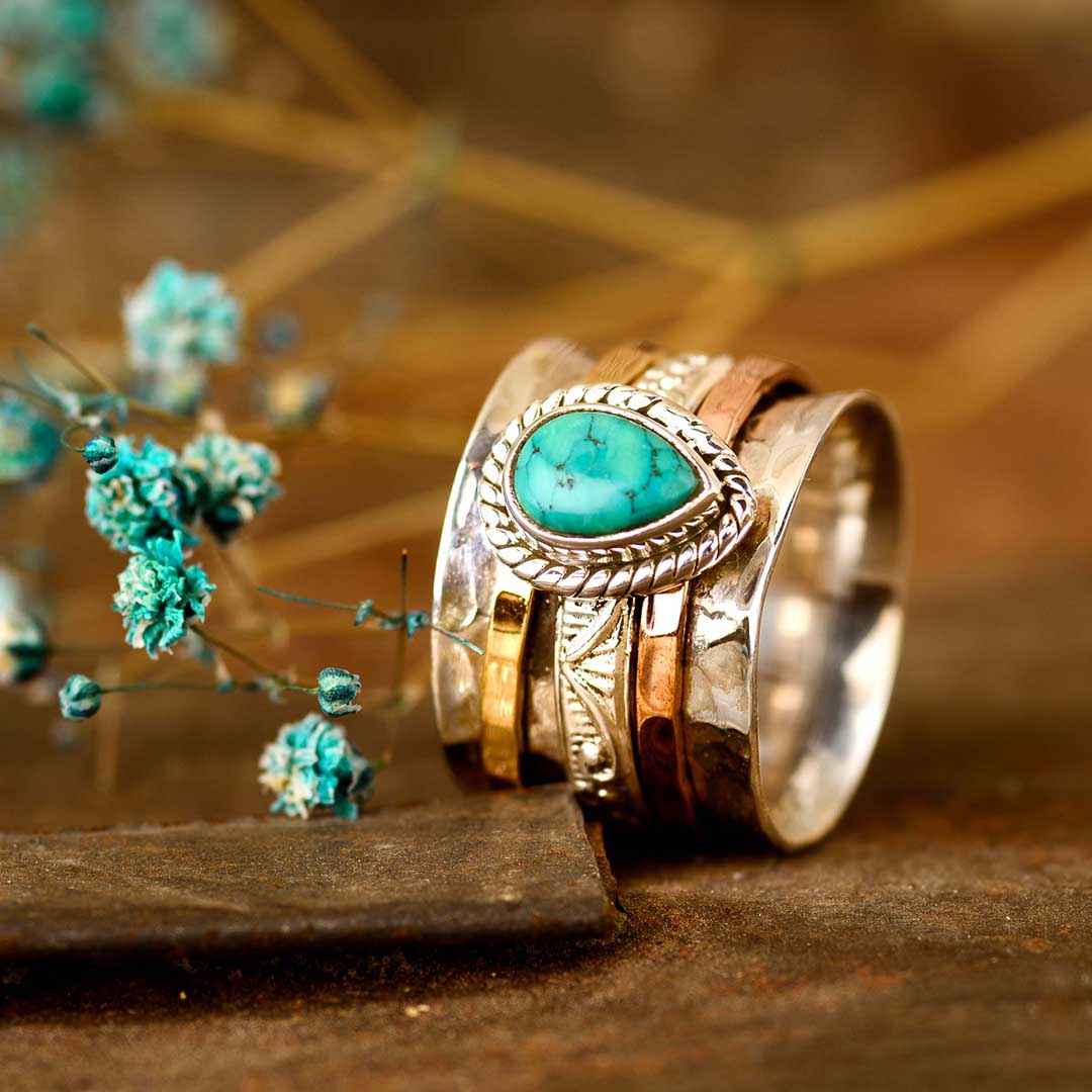 Teardrop Turquoise Fidget Ring
