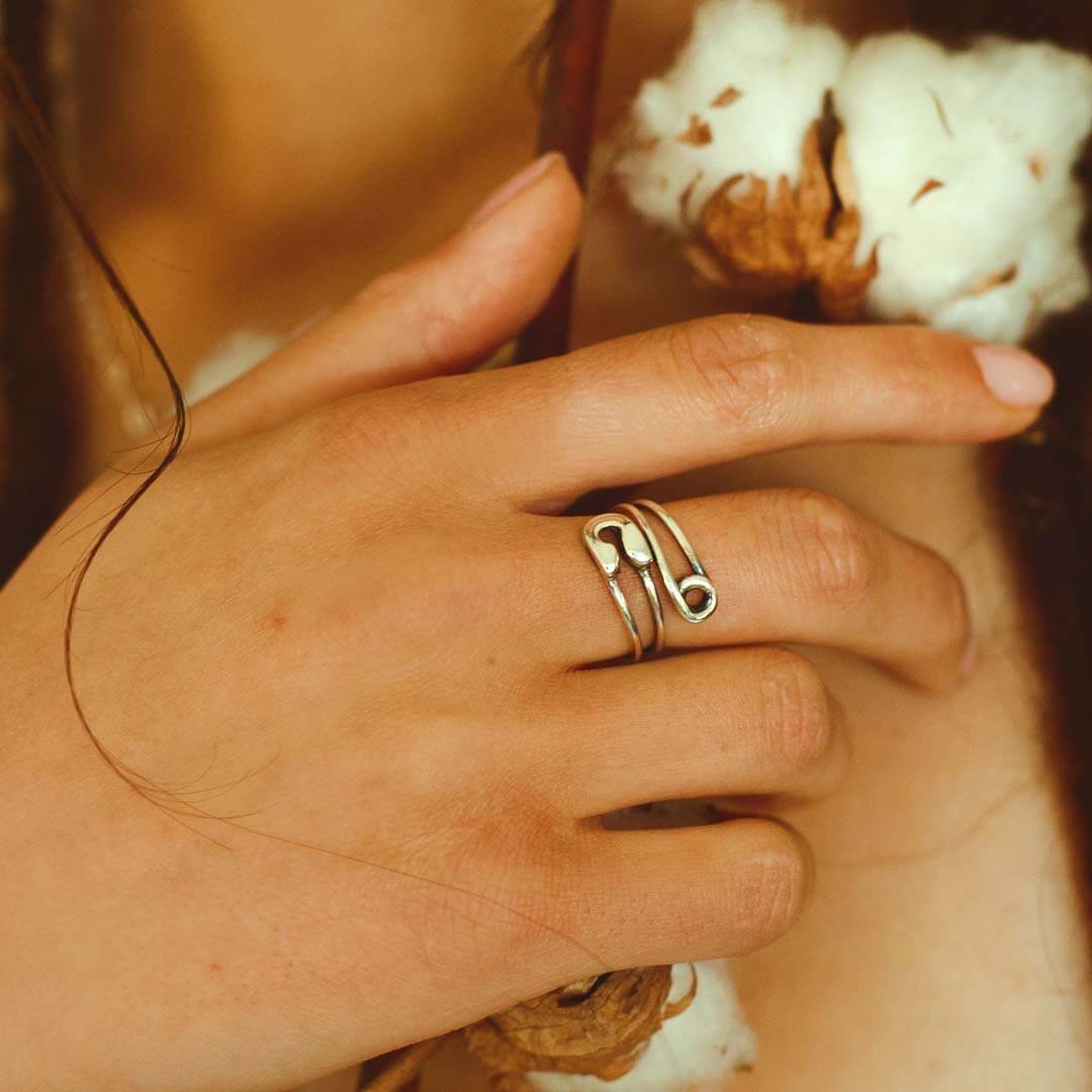 Safety Pin Silver Ring