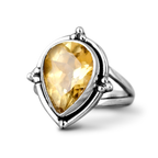 Citrine Teardrop Silver Ring