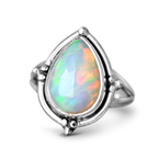 Opal Teardrop Silver Ring