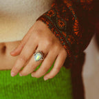 Opal Teardrop Silver Ring