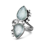Teardrop Aquamarine Stars Moon Ring