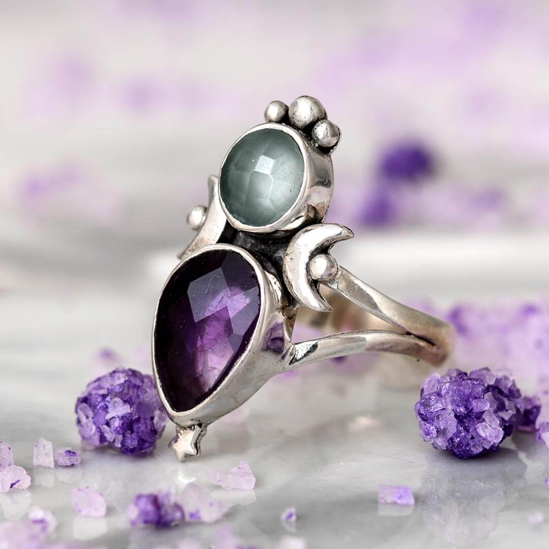 Aquamarine Amethyst Ring