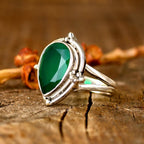 Teardrop Green Onyx Ring