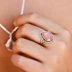 Teardrop Peach Moonstone Ring