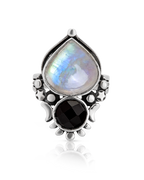 Moonstone and Onyx Celestial Ring