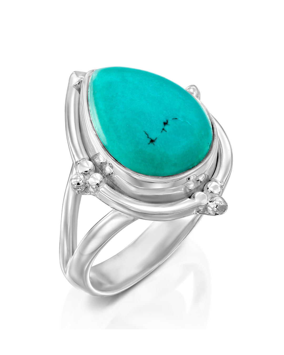 Turquoise Teardrop Silver Ring