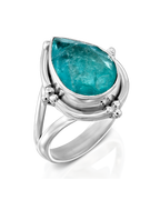 Fluorite Teardrop Silver Ring