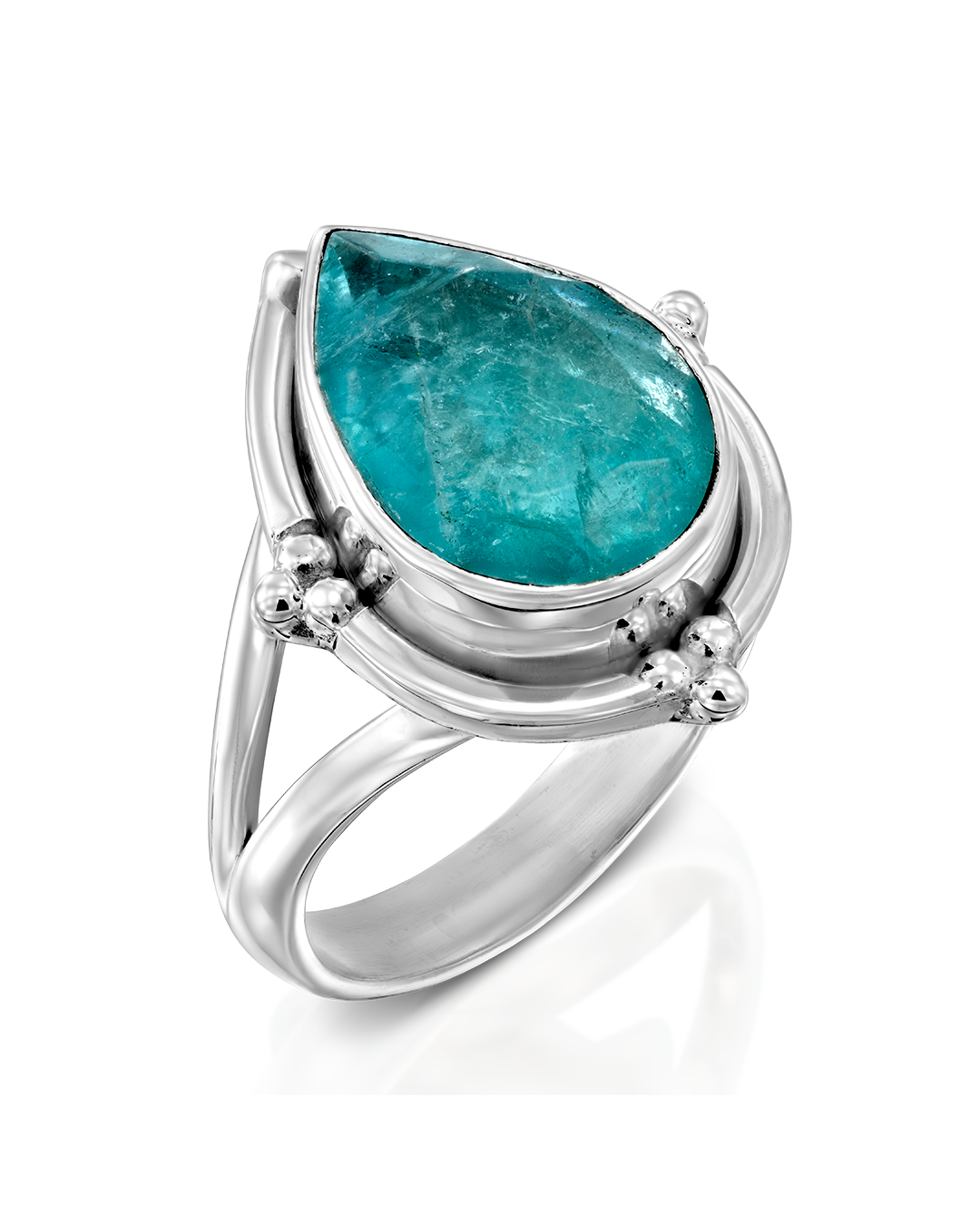 Fluorite Teardrop Silver Ring