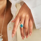 Fluorite Teardrop Silver Ring