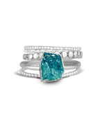 Raw Apatite Silver Ring Set