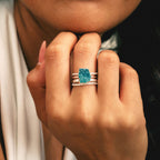 Raw Apatite Silver Ring Set