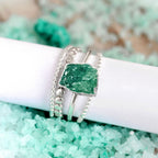 Green Aventurine Silver Ring Set