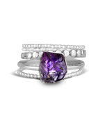 Amethyst Silver Stacking Ring Set