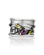 Rose Flower Fidget Amethyst Ring