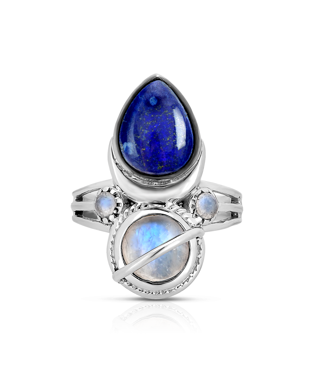 Lapis and Moonstone Celestial Ring
