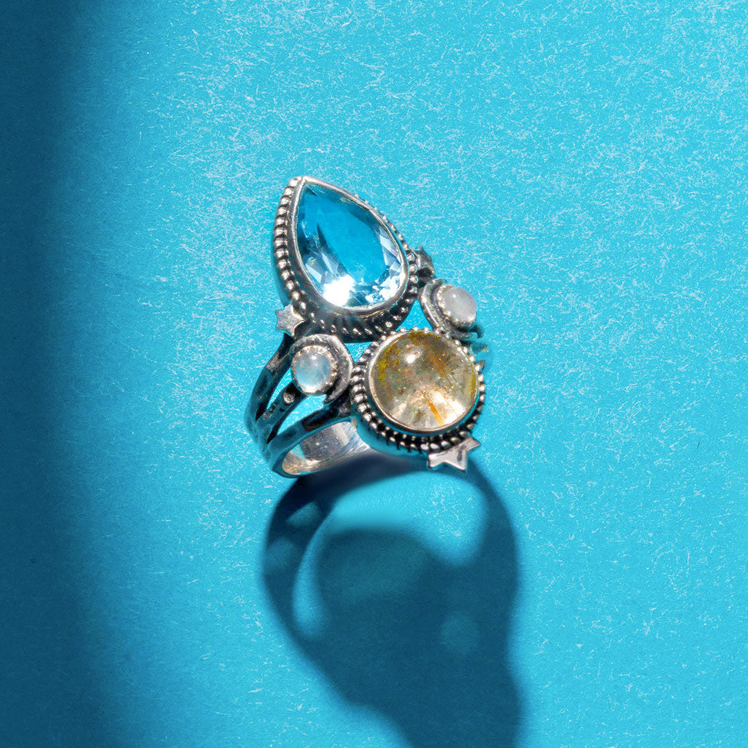 Blue Topaz Celestial Ring