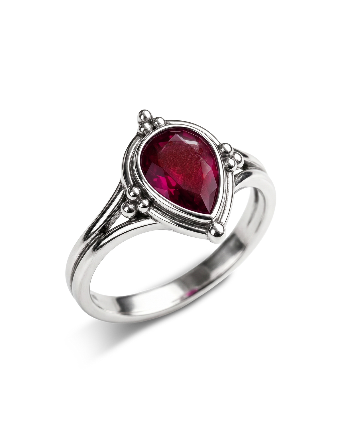 Ruby Teardrop Boho Ring