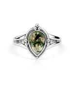 Moss Agate Teardrop Ring