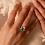 Moss Agate Teardrop Ring