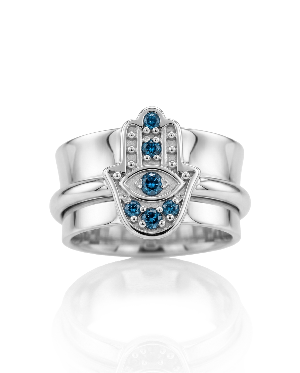 Hamsa Blue Topaz Fidget Ring