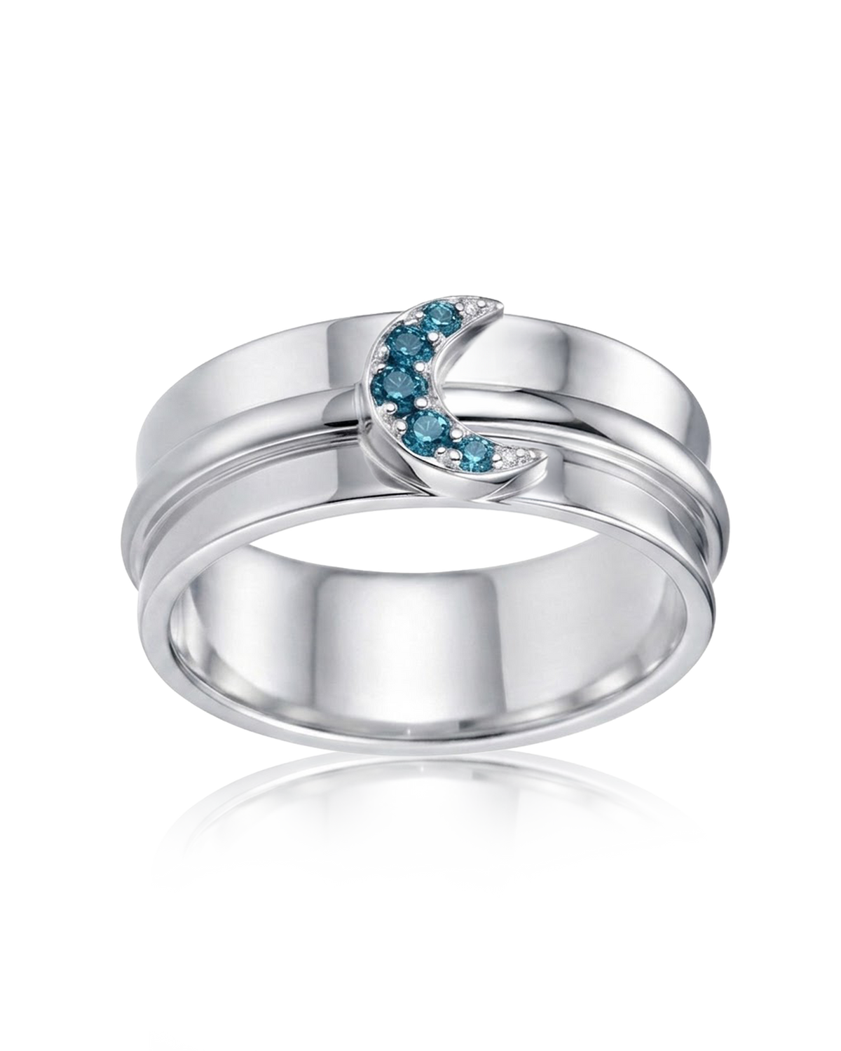 Blue Topaz Moon Fidget Ring