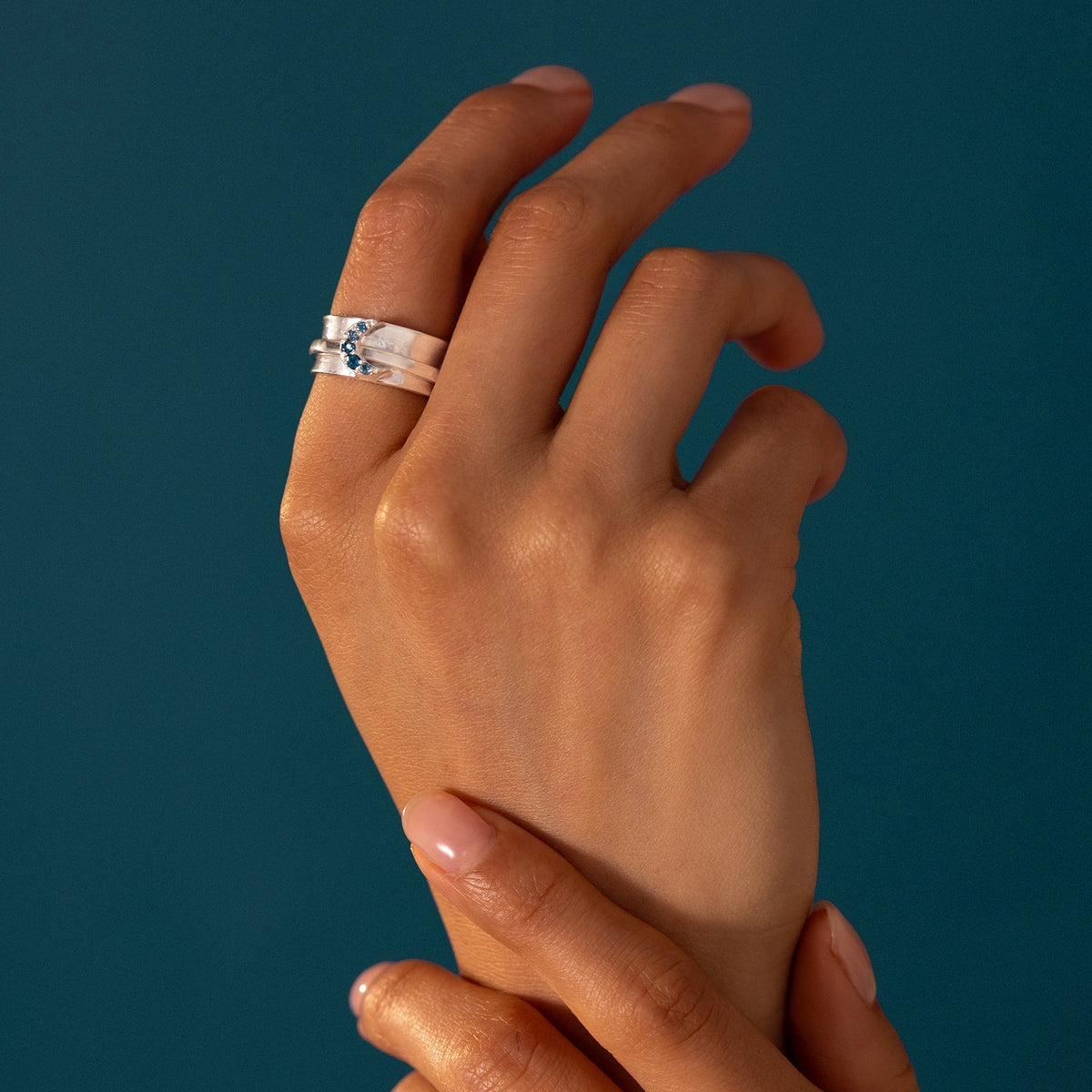 Blue Topaz Moon Fidget Ring