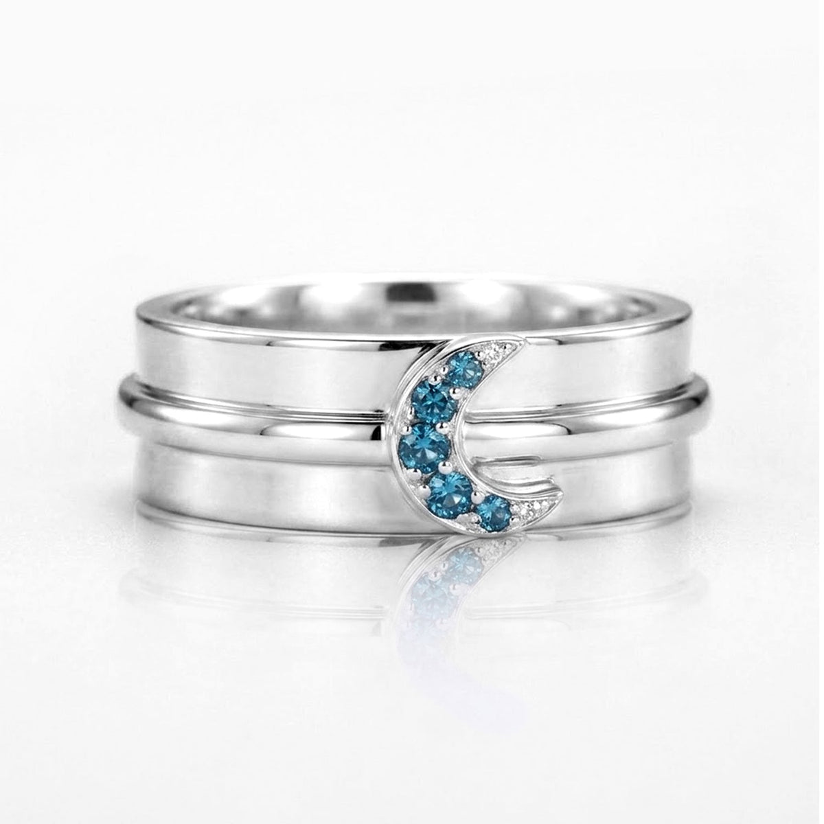 Blue Topaz Moon Fidget Ring