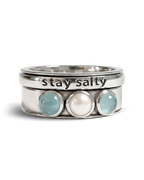 Pearl and Aquamarine Fidget Ring