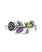 Amethyst and Peridot Rose Ring