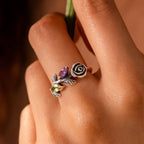 Amethyst and Peridot Rose Ring