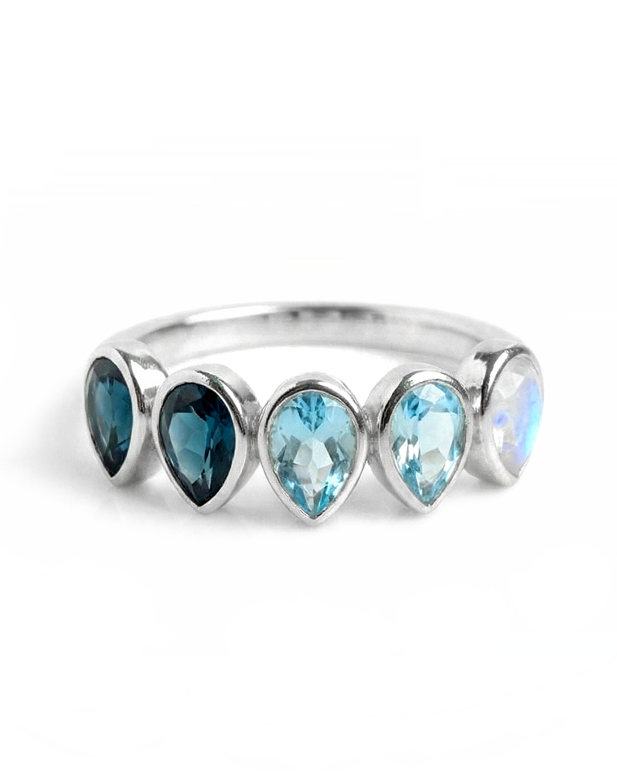 Moonstone Ombre Teardrops Ring
