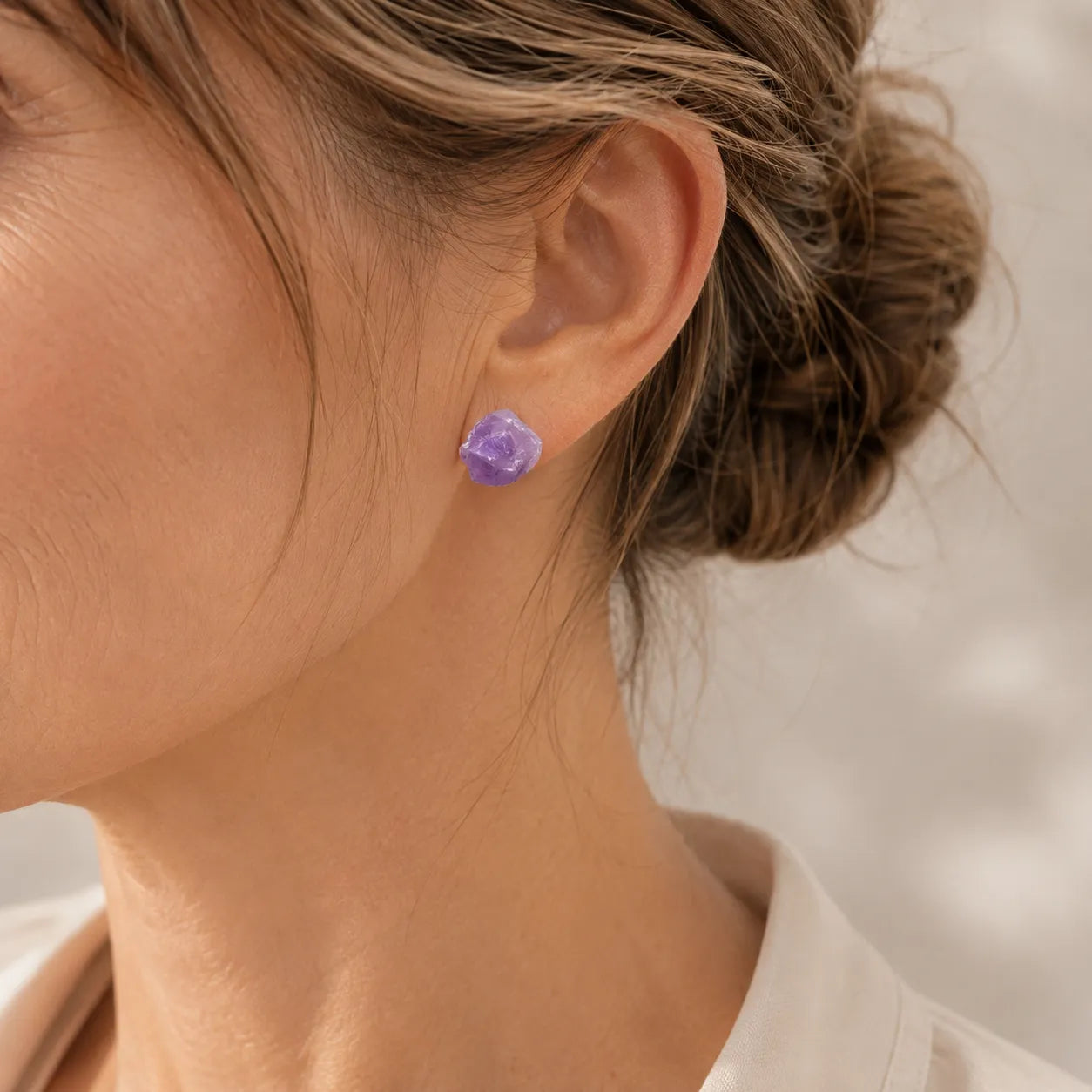Abstract Crystal Stud Amethyst Earrings