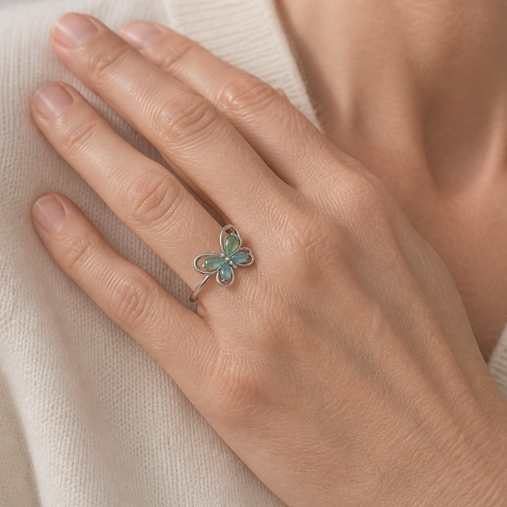 Adjustable Butterfly Silver Ring