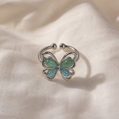 Adjustable Butterfly Silver Ring