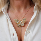 Adjustable Crystal Butterfly Pendant Necklace