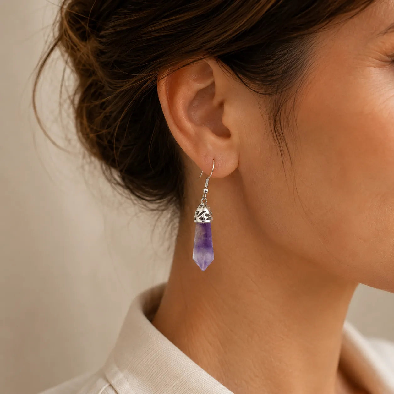 Amethyst Crystal Drop Earrings