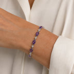 Amethyst Linked Silver Bracelet
