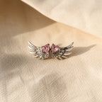 Angel Wings Heart Silver Earrings