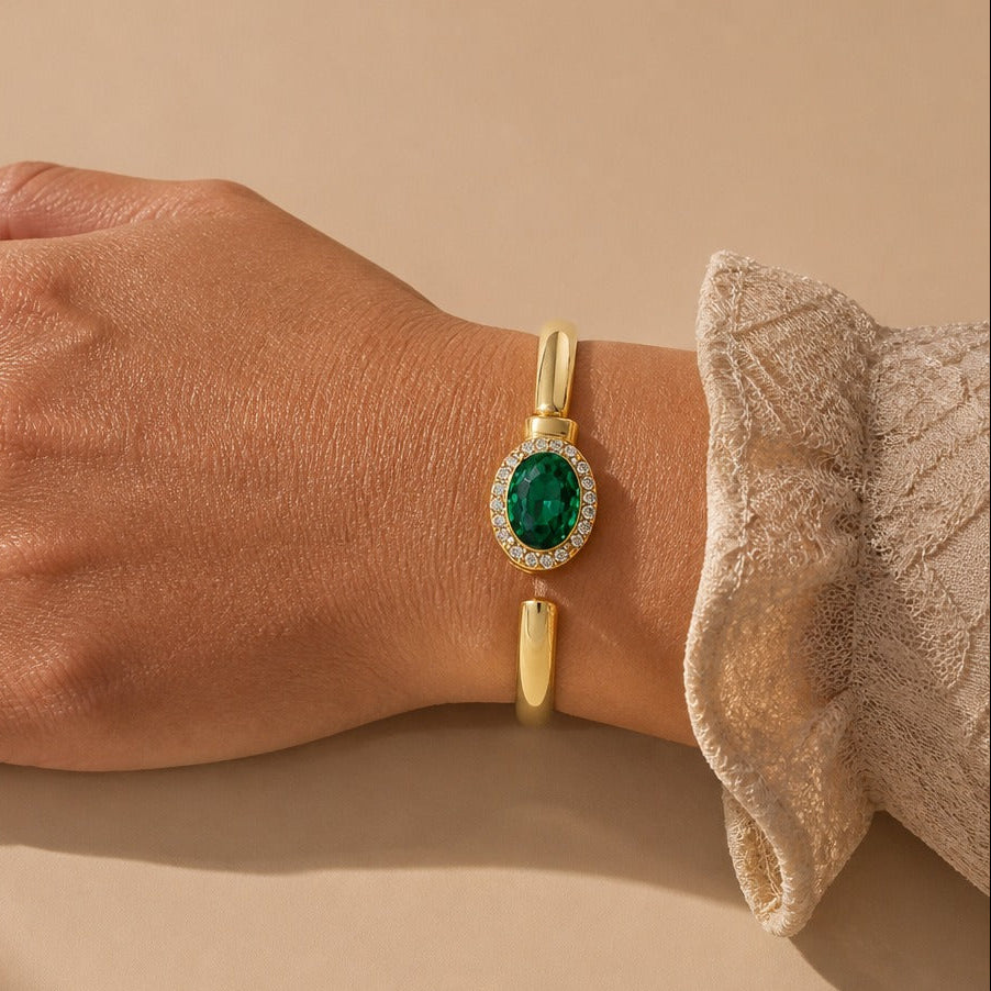 Aristocratic Emerald Accent Bracelet