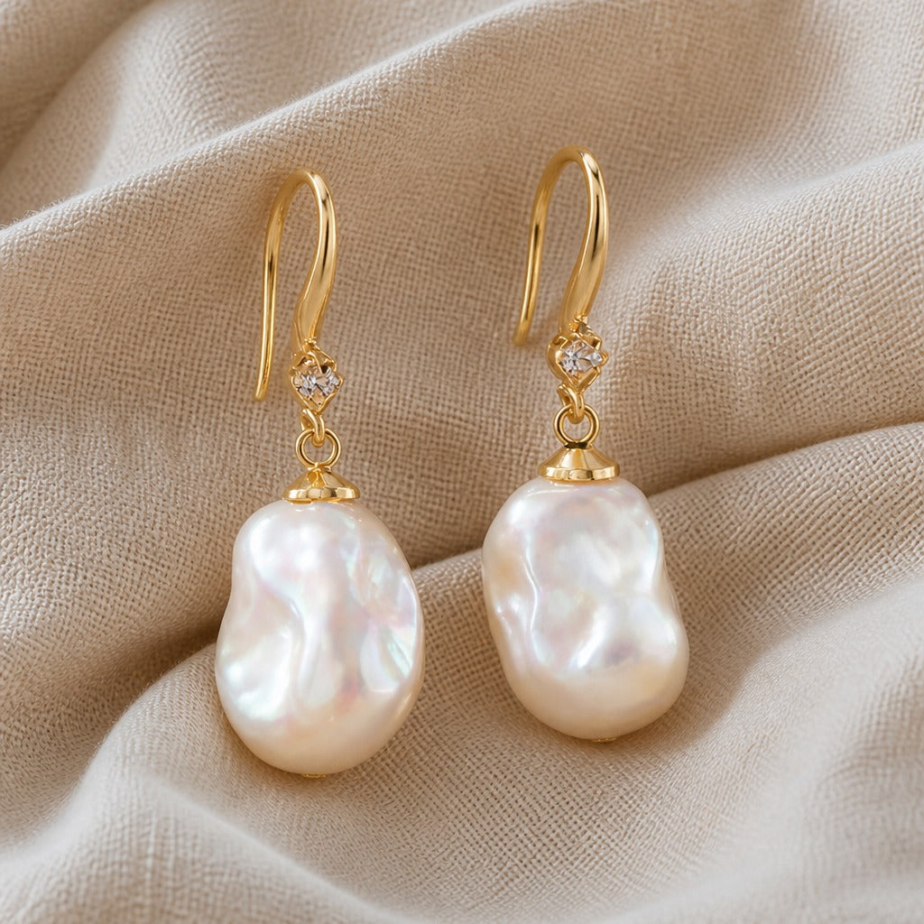 Baroque Pearl Drop Hook Earrings