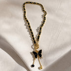 Black Tassel Butterfly Pendant Necklace