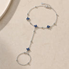 Blue Clover Finger Chain Bracelet