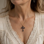 Blue Cross Zirconia Pendant Necklace