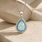 Blue Halo Opal Pendant Necklace