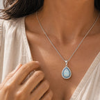 Blue Halo Opal Pendant Necklace