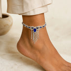 Blue Tassel Crystal Anklet