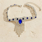 Blue Tassel Crystal Anklet