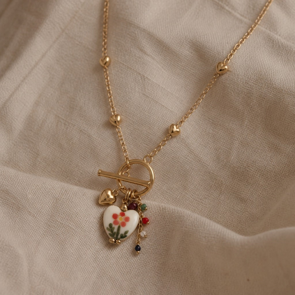 Bohemian Heart Charm Necklace