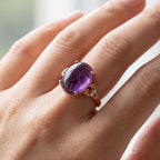 Bohemian Carved Amethyst Gold Ring